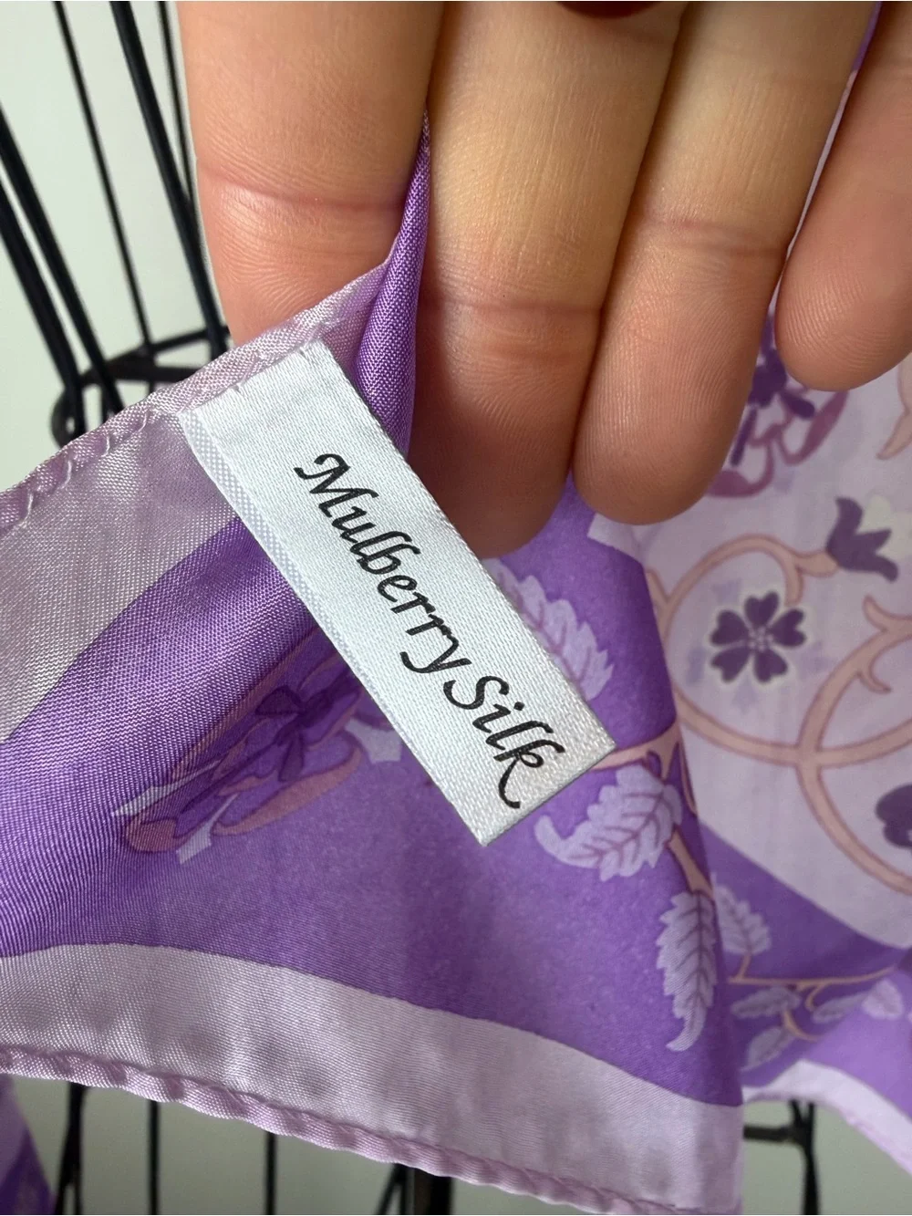 MULBERRY SILK Purple Floral Scarf